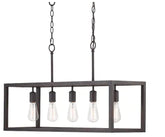 Hampton Bay Boswell Quarter 20 in. 5-Light Brushed Nickel Farmhouse Square Pendant Chandelier with Weathered Wood Accents - Like New